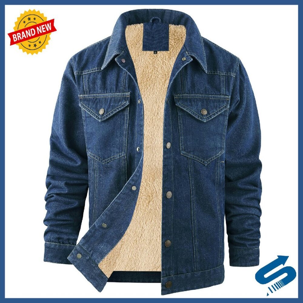 Men's Sherpa Fleece Lined Denim Jacket Heavy Duty Winter Coat